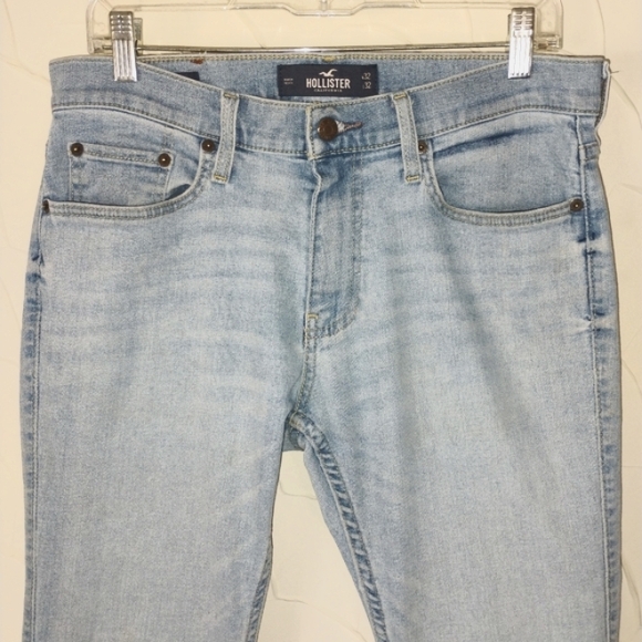 Men's Hollister Skinny Jeans Light Wash Stretchy Denim Plain Style Abercrombie - Picture 3 of 14
